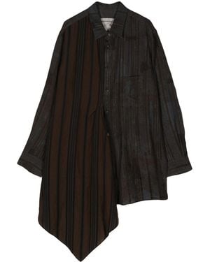 Ziggy Chen Striped-Underlayer Panelled Shirt - Black