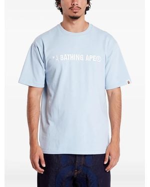 A Bathing Ape T-Shirt mit Logo-Stickerei - Blau