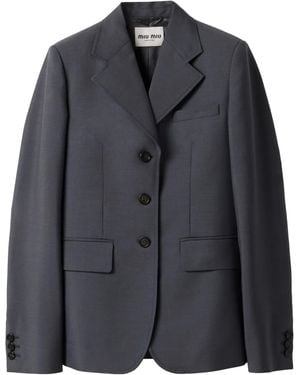 Miu Miu Mohair-Blend Single-Breasted Blazer - Black