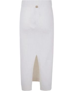 Twinset Falda de punto de canalé - Blanco