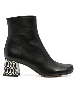 Chie Mihara Muki Geometric-Pattern Leather Ankle Boots - Black