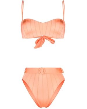 Noire Swimwear Bikini À Taille Haute - Orange