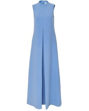 Carolina Herrera Box-Pleat Gown - Blue