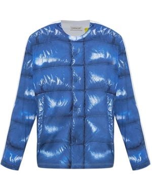 Moncler T-Shirt En Coton À Manches Longues - Bleu