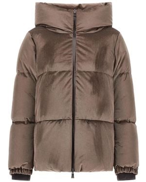 Herno Quilted Hooded Cordurou Padded Jacket - Brown