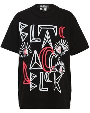 COMME DES GARÇON BLACK T-Shirt Met Grafische Print - Zwart