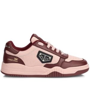 Philipp Plein Street King Perforated Leather Trainers - Pink