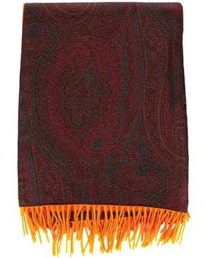 Etro Paisley-Pattern Fringed Scarf - Purple
