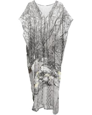 BARBARA BOLOGNA Tree-Print V-Neck Midi Dress - Grey