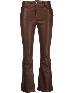 FRAME Flared Polished-Finish Pants - Brown