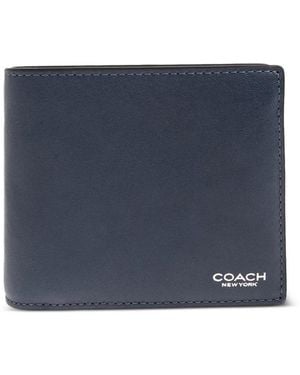 COACH Logo-Print Leather Wallet - Blue