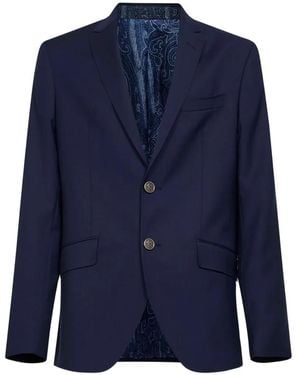 Etro Single-Breasted Blazer - Blue