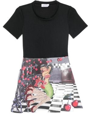 The Artistylist Graphic-Print Short-Sleeve Mini Dress - Black