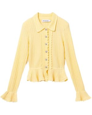 Self-Portrait Cardigan Aus Pointelle-Strick - Gelb