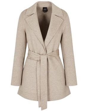 ARMANI EXCHANGE Manteau Ceinturé À Chevrons - Neutre