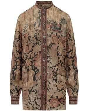 Pierre Louis Mascia Aloe Jacquard-Woven Shirt - Brown