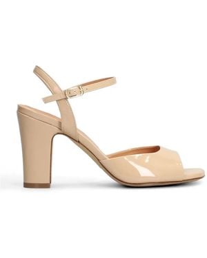 Julie Dee Patent-Finish Ankle-Strap Sandals - Natural