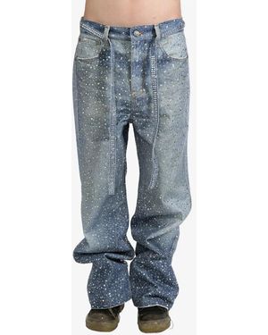 BIRTH OF ROYAL CHILD Rhinestone-Embellished Wide-Leg Jeans - Blue