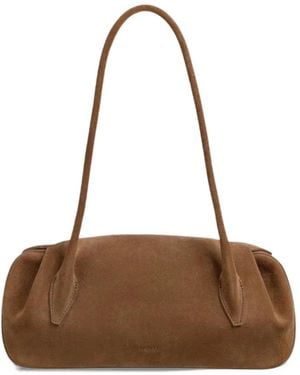 Yuzefi Oyster Suede Shoulder Bag - Brown
