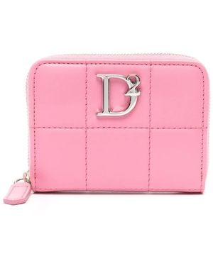 DSquared² Logo-Plaque Quilted Wallet - Pink