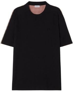 Burberry Geruit Katoenen T-Shirt - Zwart