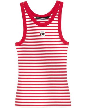KARL LAGERFELD Striped Tank Top - Red