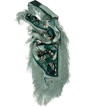La DoubleJ Reversible Fringed Scarf - Green