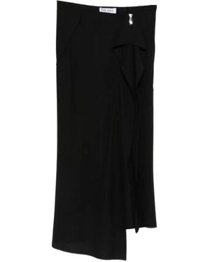 The Attico Ruffled Asymmetric Midi Skirt - Black