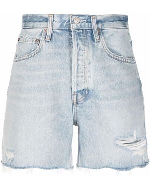 Agolde Distressed Denim Shorts - Blue