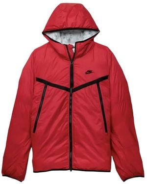 Nike Logo-Detail Hooded Jacket - Red