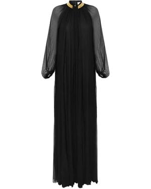 Elisabetta Franchi Carpet Crepon Dress With Jewel Collar - Black