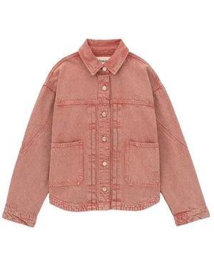 Ba&sh Runo Panelled Button-Up Denim Jacket - Pink