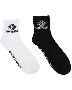 Converse Lot De Deux Paires De Chaussettes À Logo Intarsia - Black