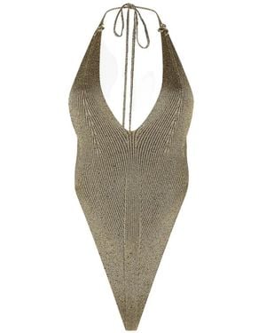 Roberto Cavalli Ribbed Bodysuit - Metallic
