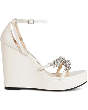 Jimmy Choo Sandalias Bing Con Cuña Y Detalles De Cristal - Blanco