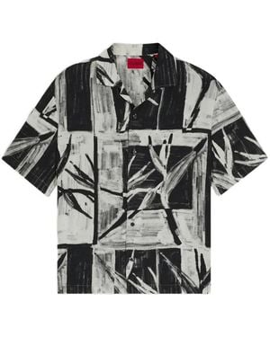 HUGO Camisa Con Estampado Floral - Negro