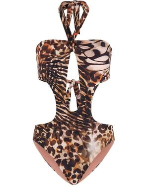 Guess Animal-Print Swimsuit - Brown
