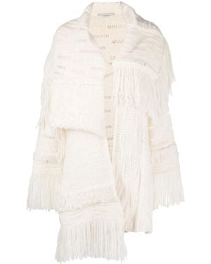 Stella McCartney Asymmetric Fringed Cardigan - White