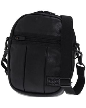 Porter-Yoshida and Co Leather Panelled Shoulder Bag - ブラック