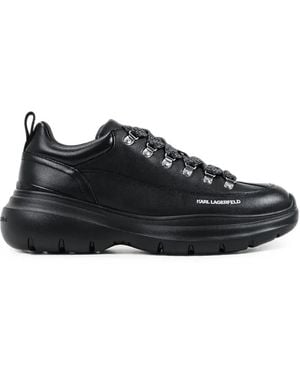 KARL LAGERFELD Logo-Print Lace-Up Sneakers - Black