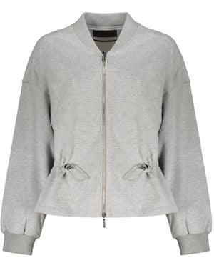 Moorer Zip-Up Drawstring Hoodie - Grey