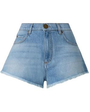 Pinko Frayed-Edge Denim Shorts - Blue