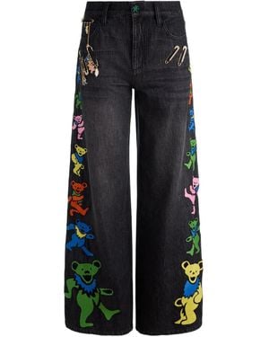 Alice + Olivia Amazing Jeans Met Geborduurde Patch - Blauw