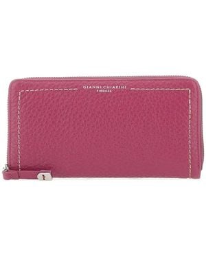 Gianni Chiarini Zip Grain Leather Wallet - Purple