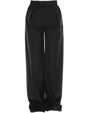 Lardini Pleated Wide-Leg Trousers - Black
