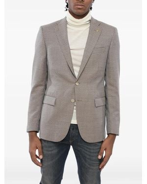 Corneliani Geometric-Pattern Single-Breasted Blazer - Grey