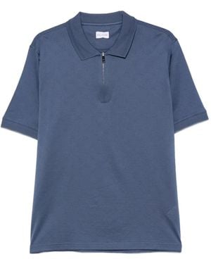 Pal Zileri Jacquard-Logo Quarter-Zip Polo Shirt - Blue