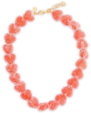 Crystal Haze Jewelry Jelly Heart 18K-Plated Necklace - Red
