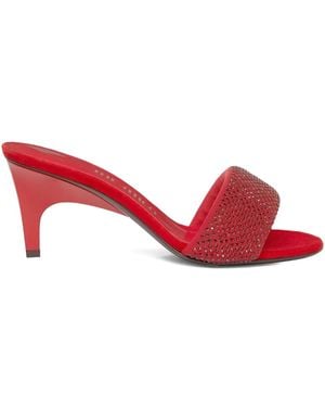 The Attico Mules En Cuir À Ornements En Cristal 60 Mm - Rouge