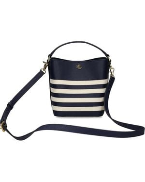Ralph Lauren Striped Leather Satchel - Blue